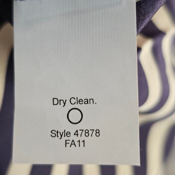 J. Crew Womens The Boy Shirt 8 100% Silk Navy Cream Stripe Pockets Button Blouse - Picture 6 of 10